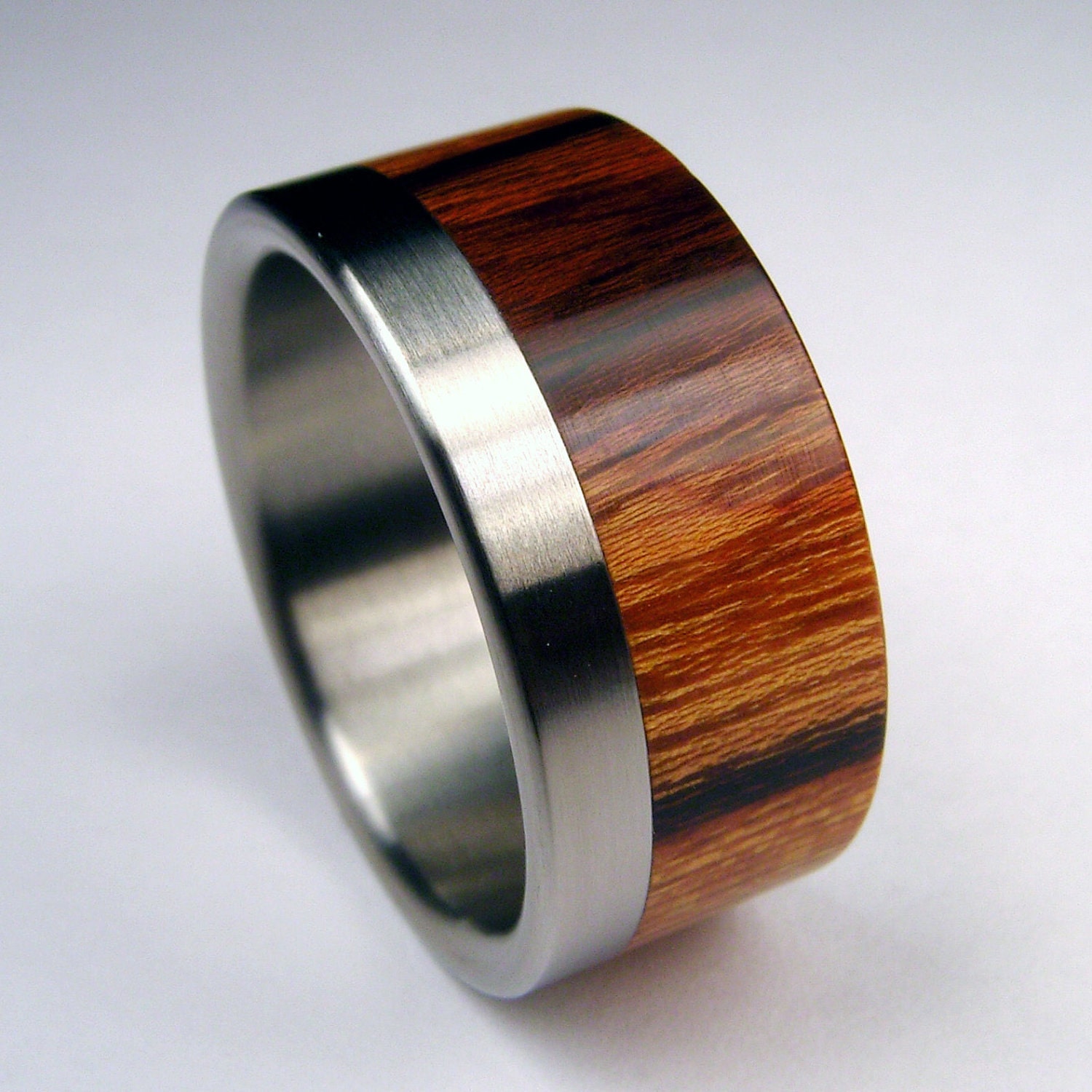 Titanium and Wood wedding ring -- Titanium Stripe