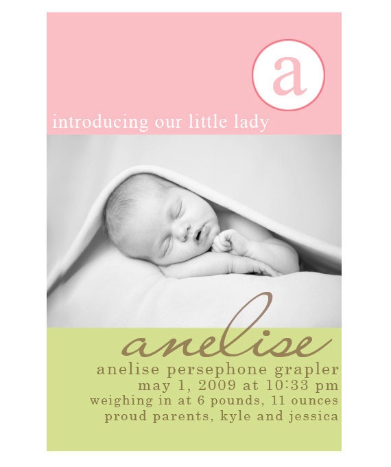 Custom Classic Photo Birth Announcement - Boy, Girl or Twins