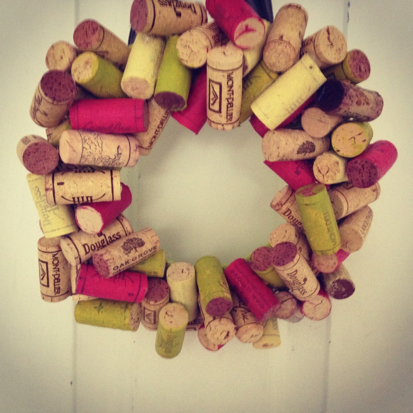 Colored Wine Cork Wreath for any door Real Wine Corks