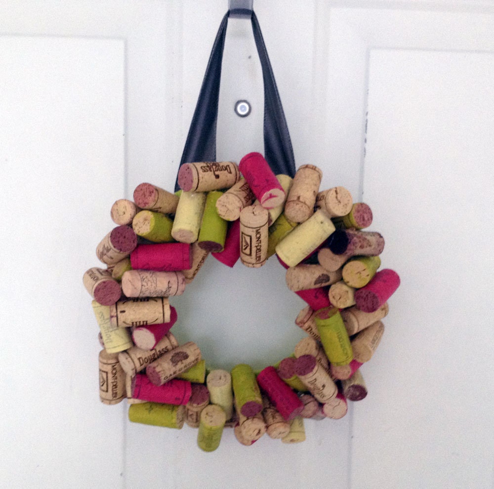 Colored Wine Cork Wreath for any door Real Wine Corks