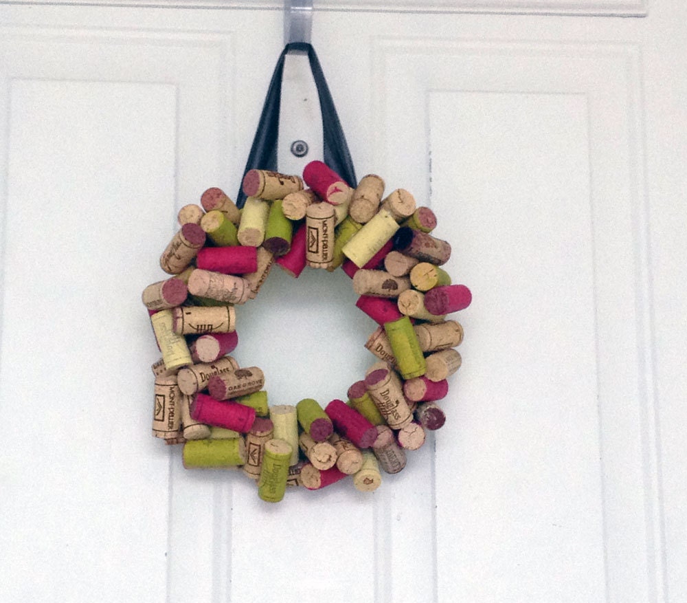 Colored Wine Cork Wreath for any door Real Wine Corks