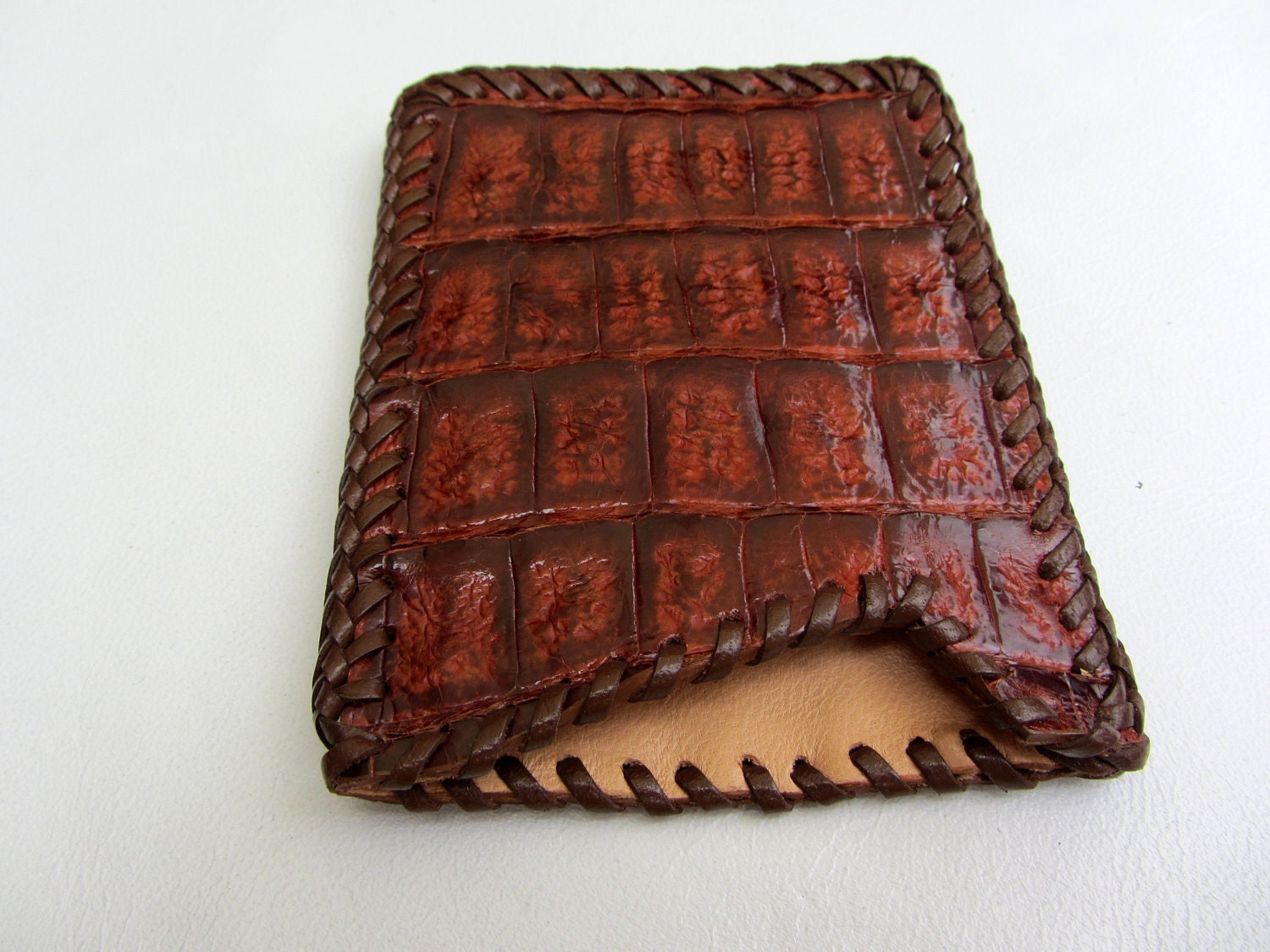 Genuine Crocodile tail exotic leather card holder / wallet glossy