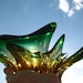 SALE Authentic Vintage Murano Glass Angel Fish Candy Dish-Amber and Forest Green-Gorgeous
