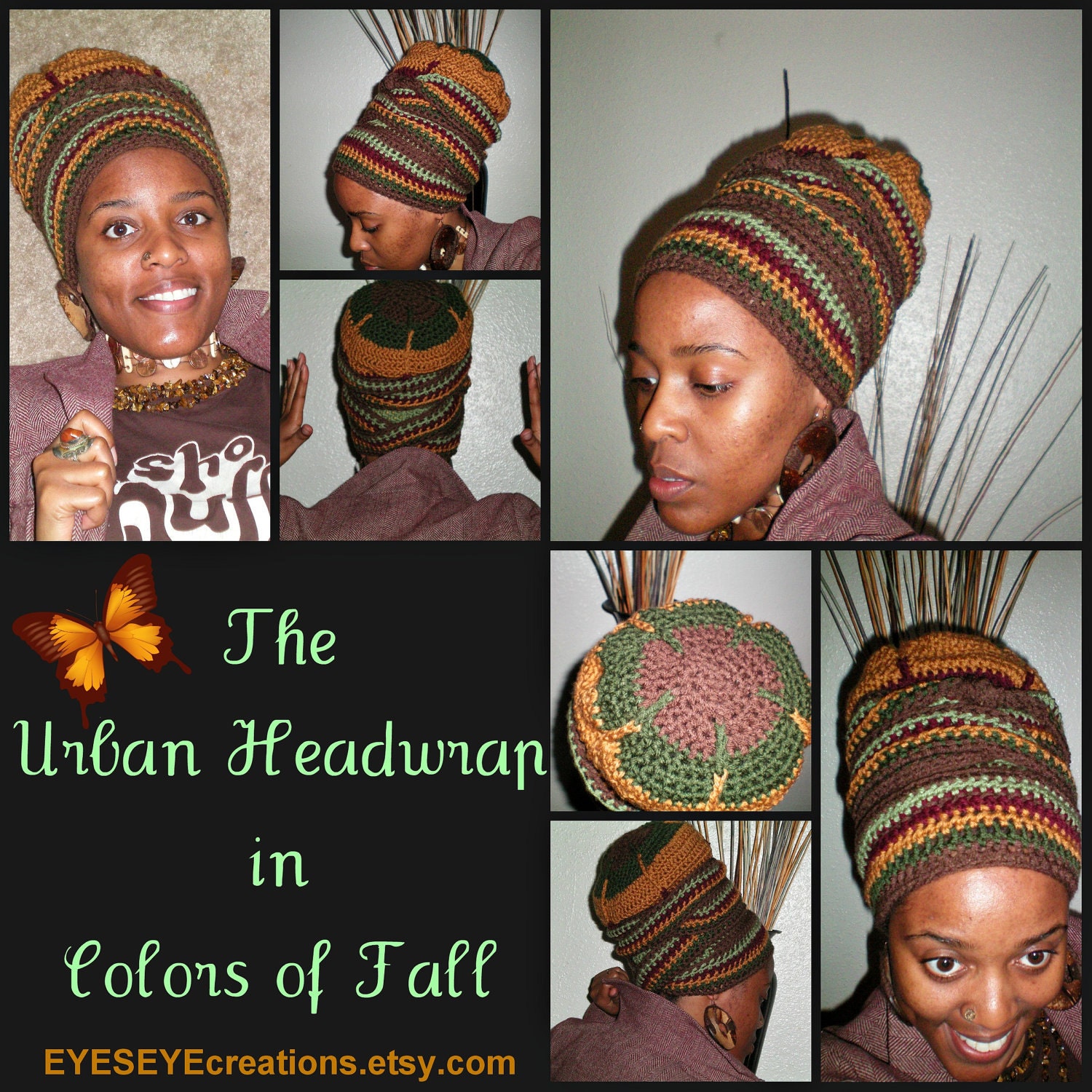 The Earthy Urban Crocheted Head-wrap - MADE TO ORDER - Wrapping Tutorial also provided (Link is Below)
