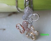 Valentine sweet heart diamond pendent / necklace with 14k white gold.White Gold Diamond Butterfly Necklace.Three Tone Butterfly Necklace.