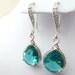 Sea green Blue Teardrop Glass - Ocean Earrings - Wedding Earrings - Bridesmaids earrings - Zirconia Ear wires