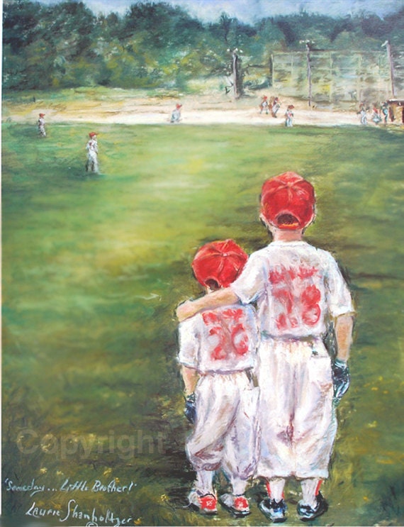 Baseball Children Print Boys art Print, Sports little boys kids brothers
