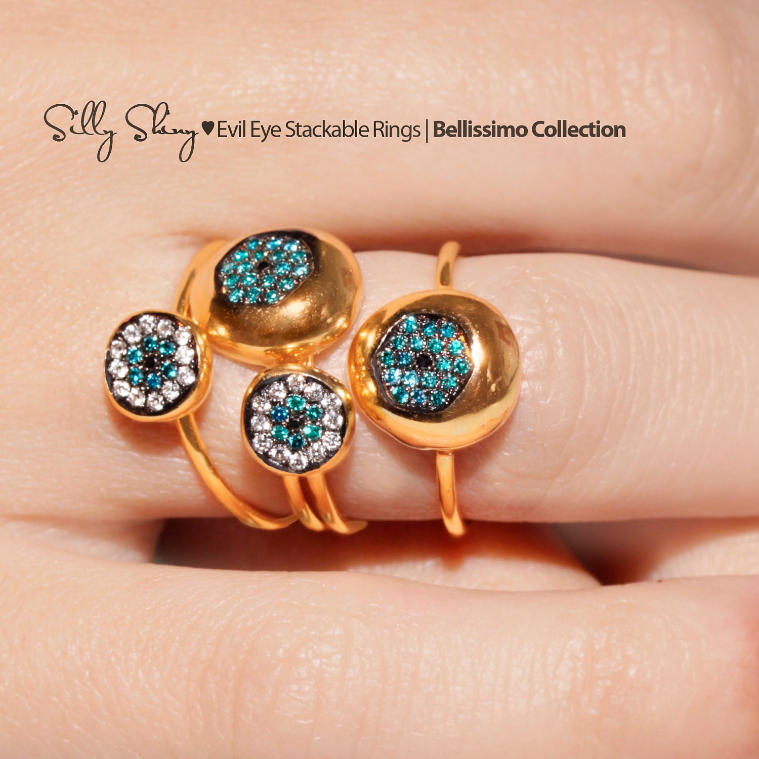 Diamond Evil Eye Ring 14K gold