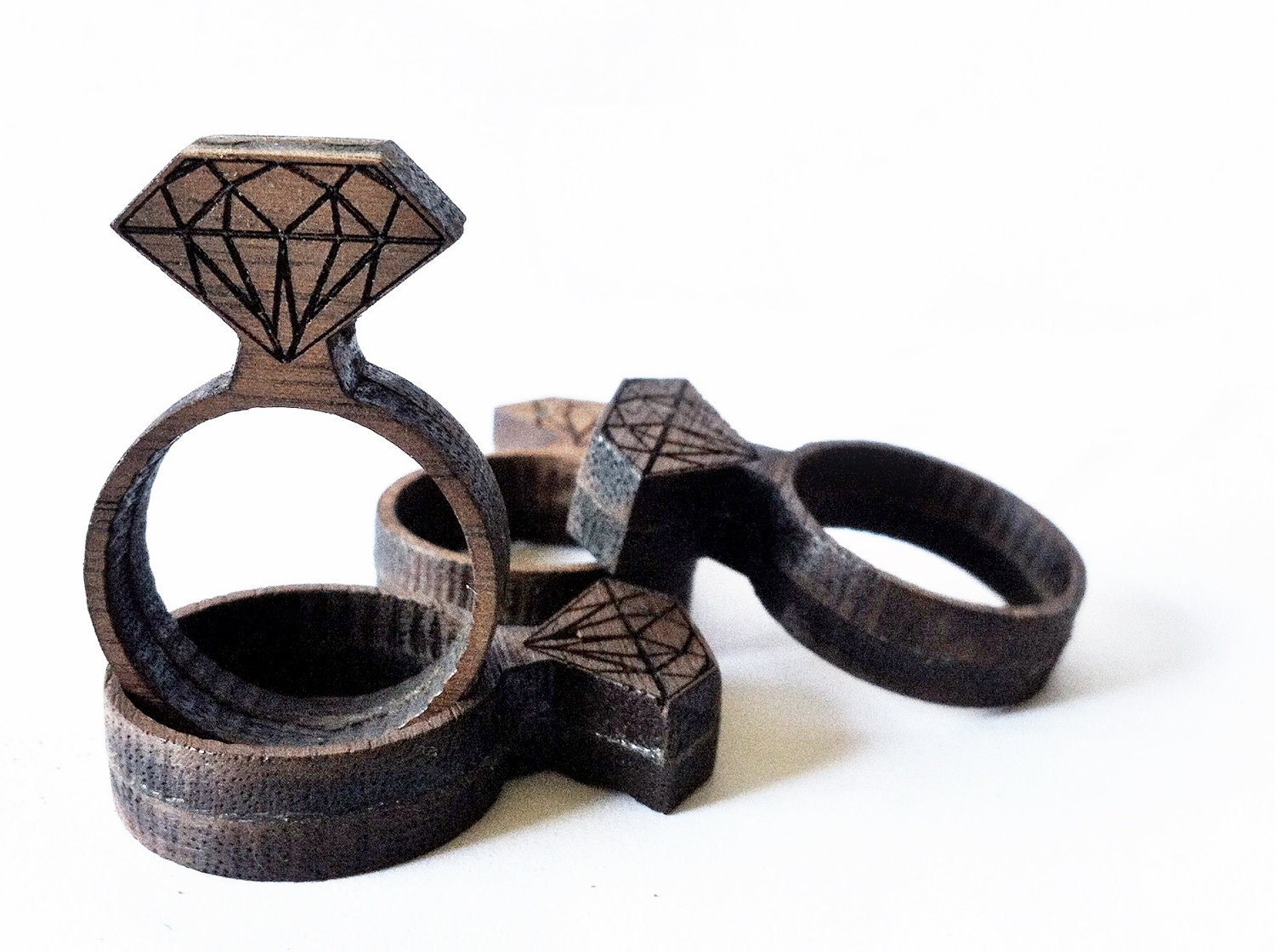 Walnut "Diamond" Ring