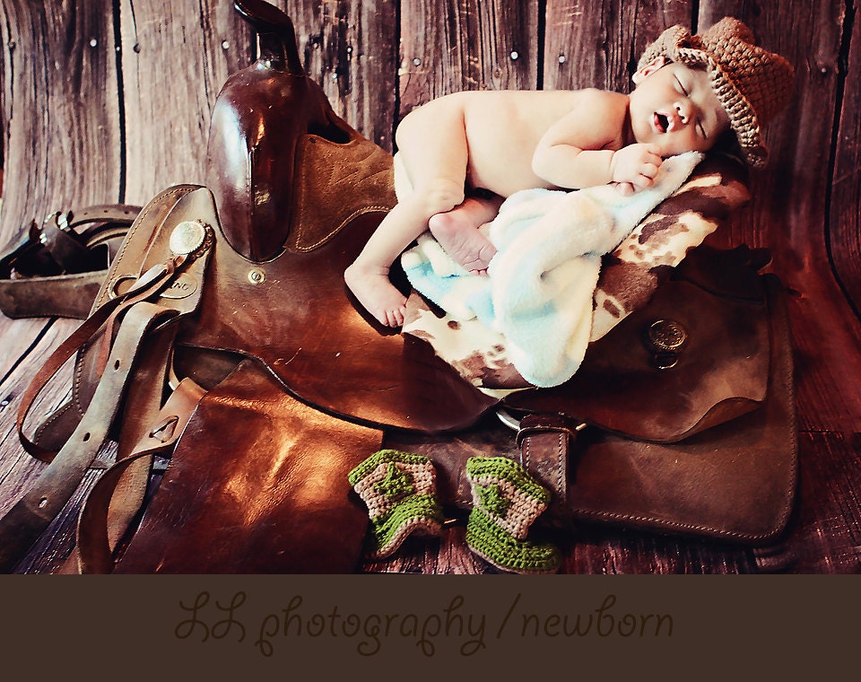 Crochet Cowboy Hat and Boots set