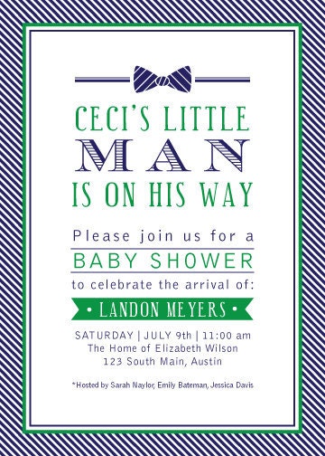 Little Man Bow Tie Baby Shower Invitations
