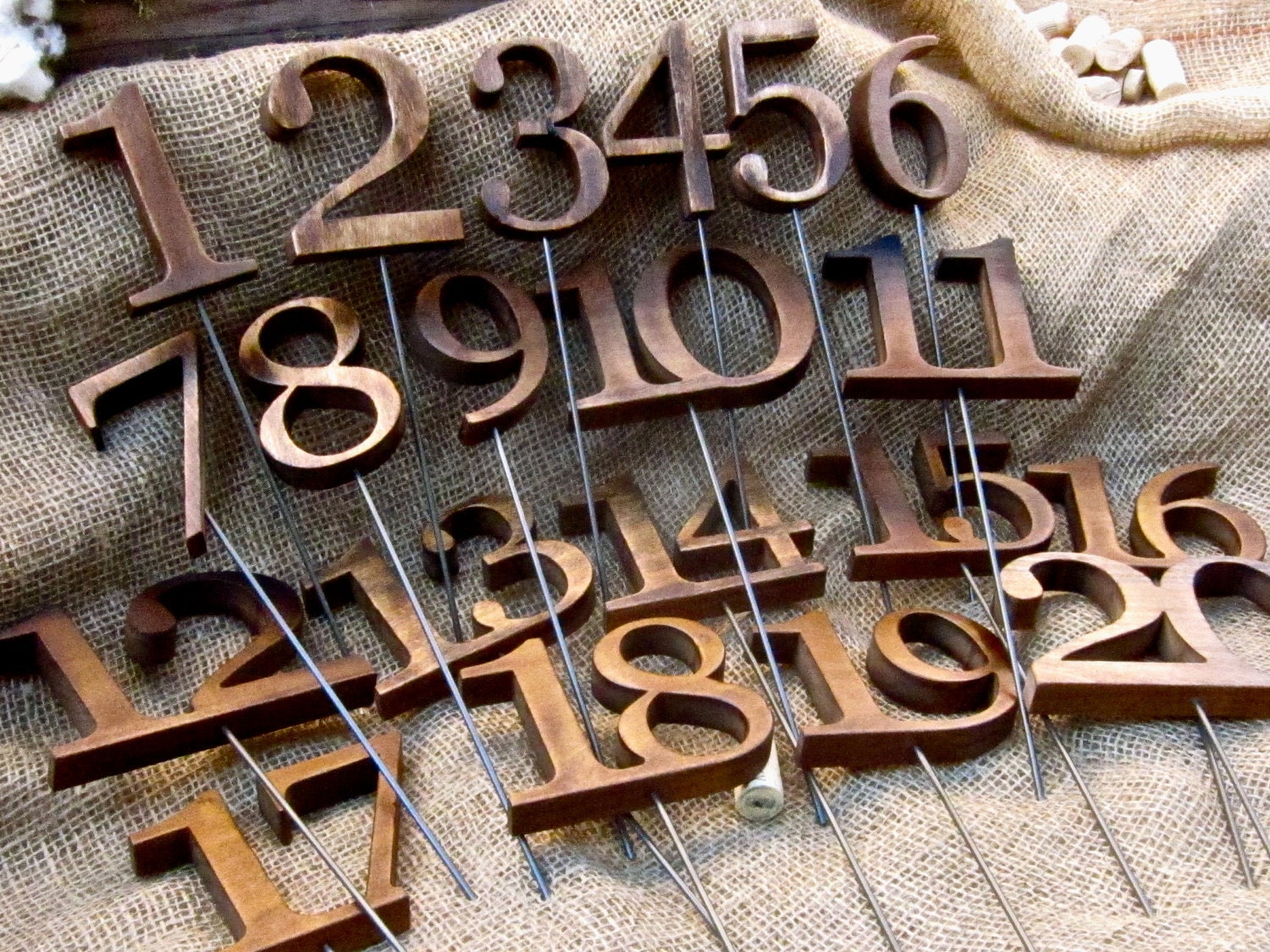 Vintage Rustic Wooden Table Numbers For Wedding and Reception Decor.