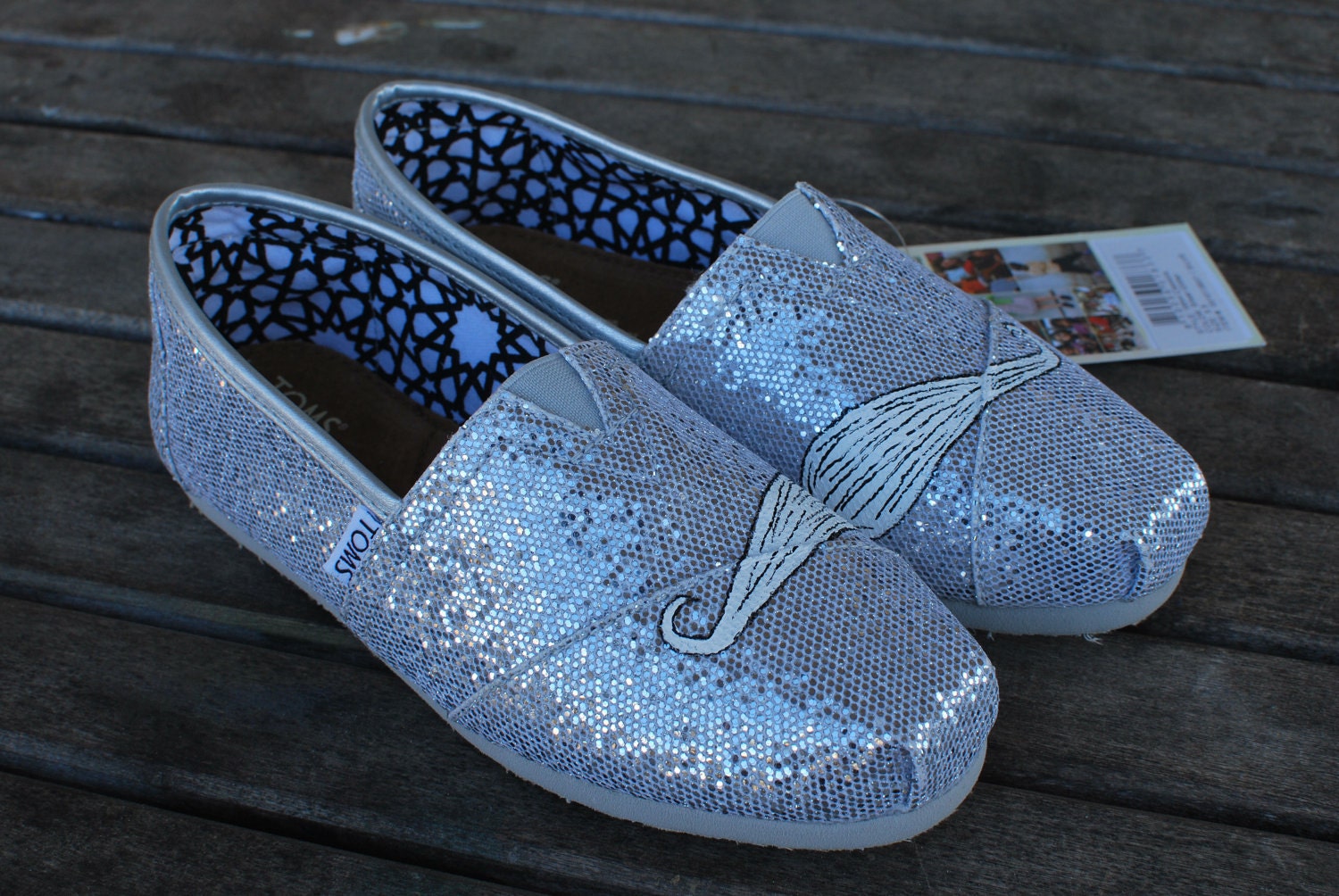 Glitter Mustache TOMS shoes