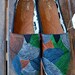 Colorful pinstripe TOMS shoes