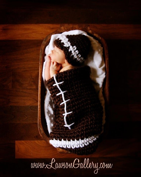 LIMITED TIME SALE Football Hat and Cocoon set for 0-3 Months Great Photography Prop