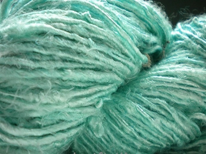 Banana silk yarn, art silk yarn, vegan, aquamarine