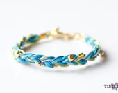 TINNLILY Blue Golden Flecks Braided Bracelet