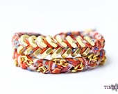TINNLILY Tangerine Chain and Hex Nut Double Wrap Bracelet