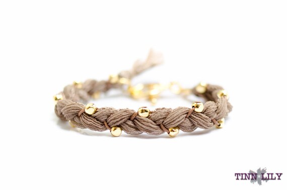 TINNLILY Latte Silk Beaded Braided Bracelet