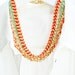 TINNLILY Sparkling Grapefruit Silk Hex Nut and Chain Woven Necklace with Swarovski Crystals