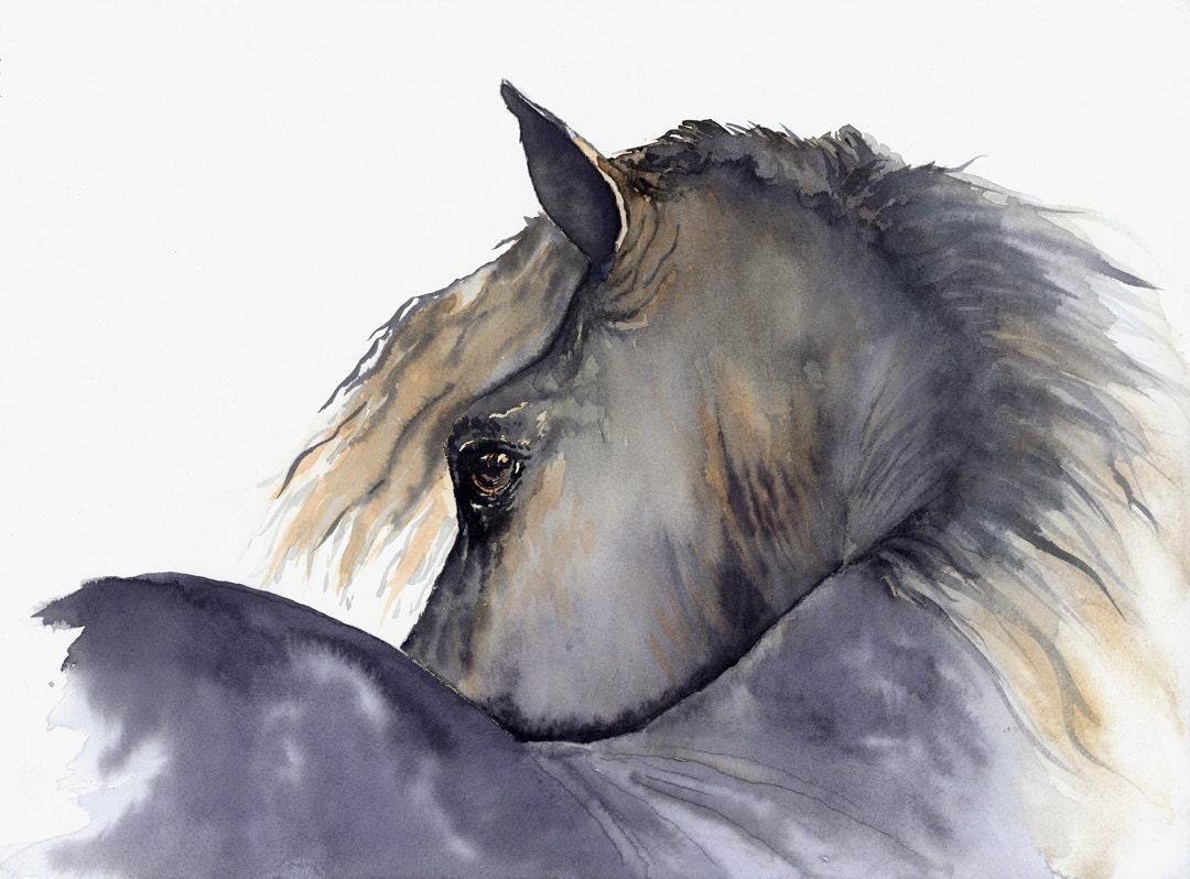 horse painting "Looks Twice" giclee print of original watercolor painting