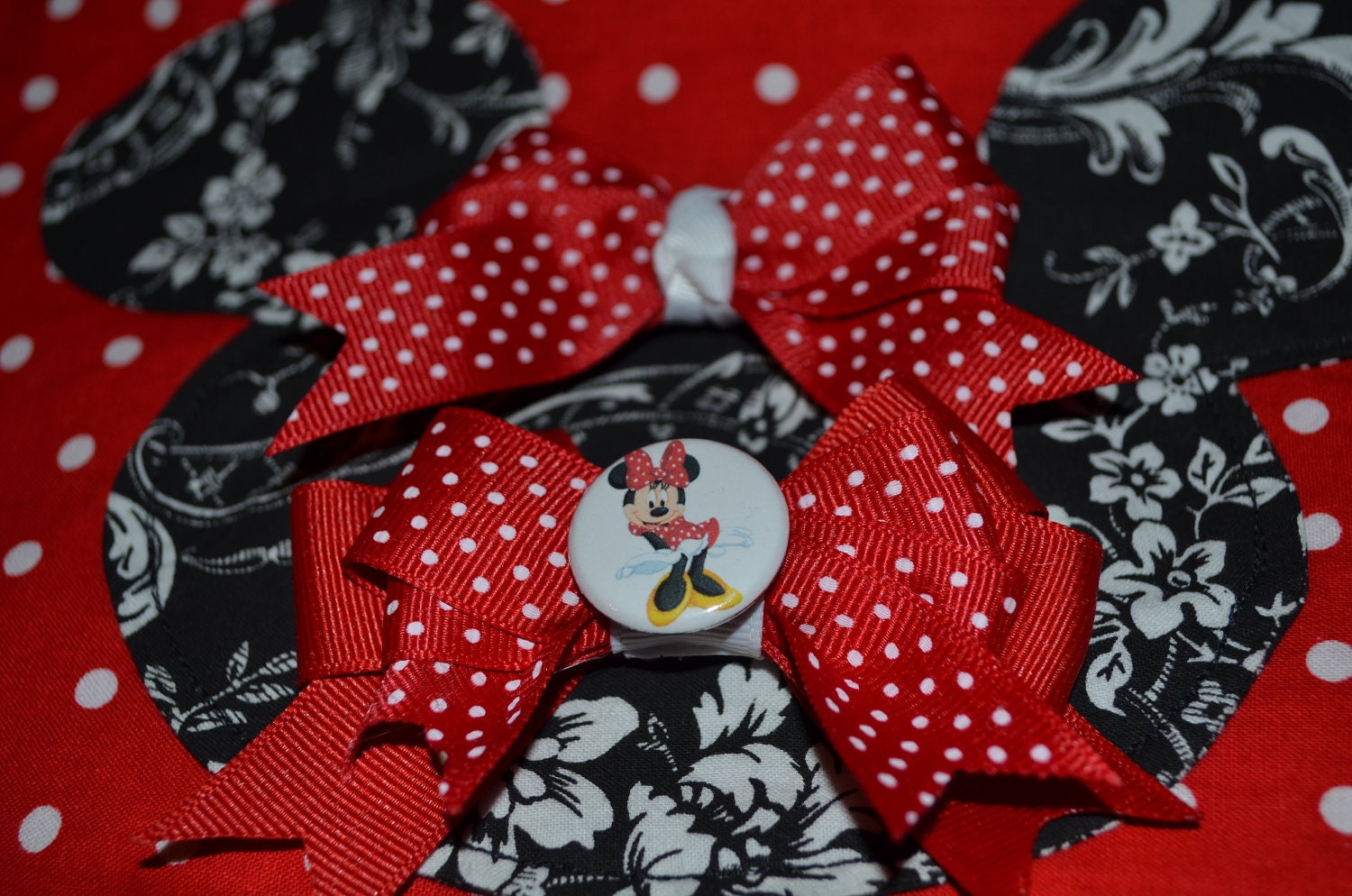 Minnie Mouse Dress, Pillowcase Dress or Top with Matching Ponytail streamers or Hair Bow.