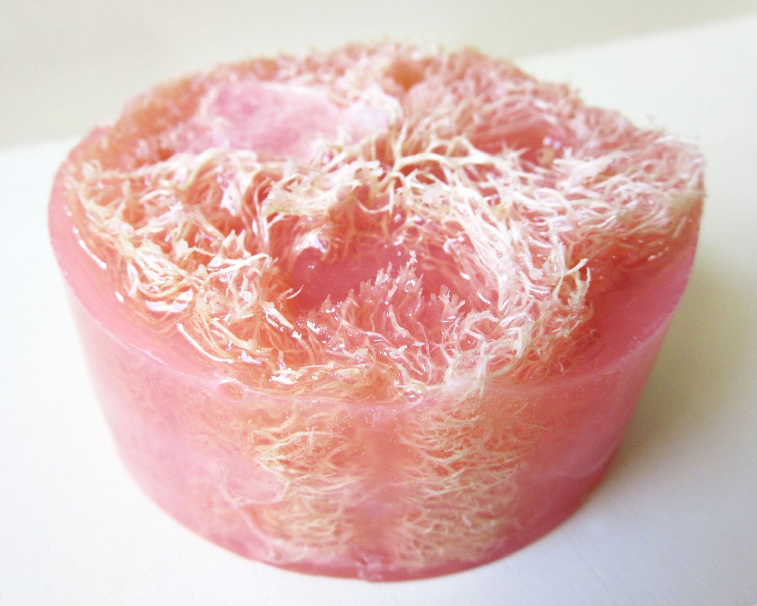 Exfoliating and polishing Pink Loofah Soap
