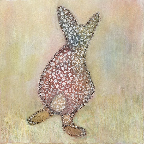 Rabbit Flower Crazy art print - folk modern animal art - Great gift idea - wall decor