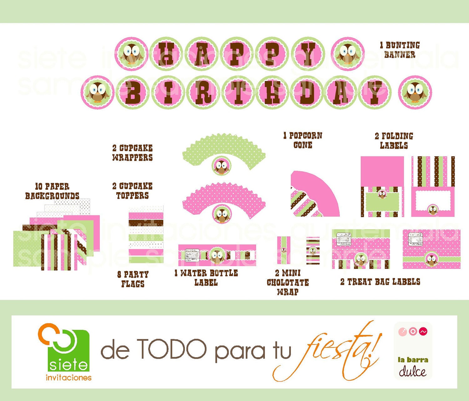 Owl Hoot PARTY Package kit Buho Bird baby 31 Printables