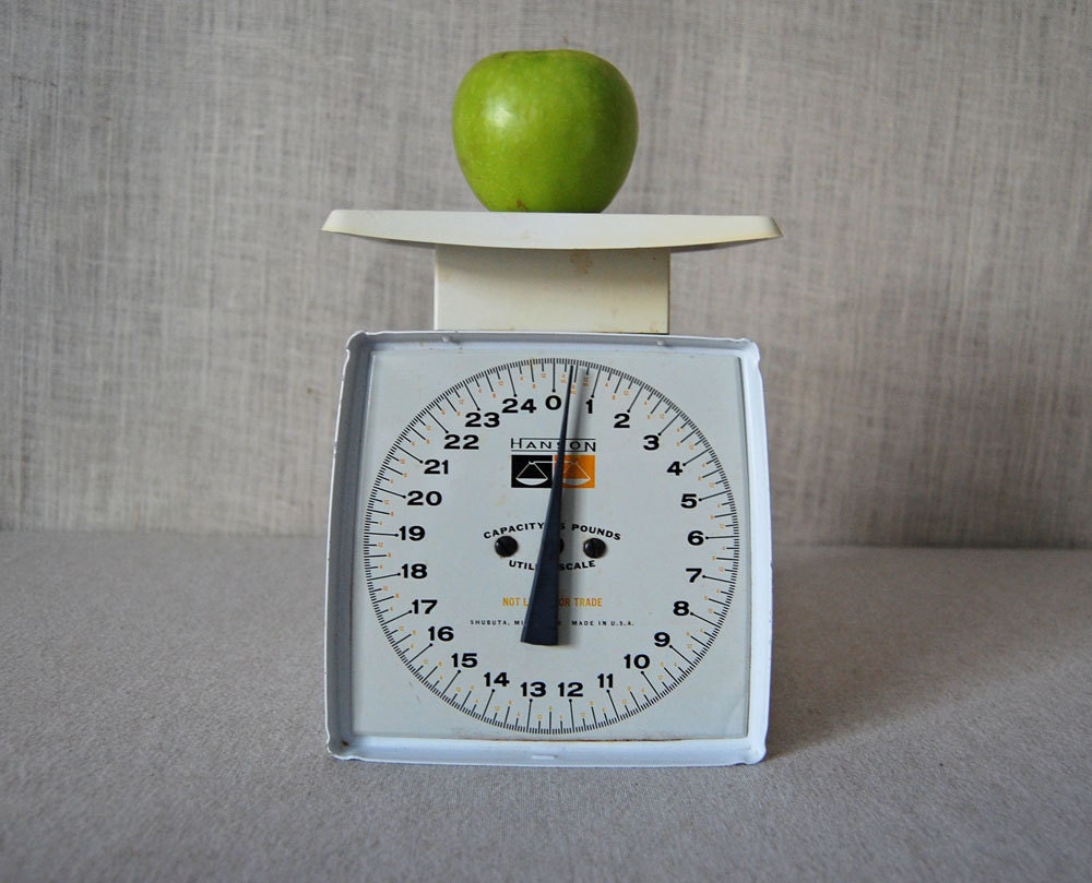 SALE  -  vintage kitchen white metal scale