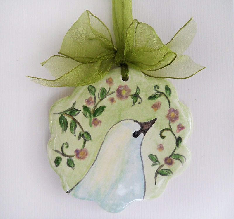 Porcelain Ceramic Blue Bird Ornament