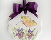 Porcelain Ceramic Ornament - Butterfly with Flowers