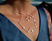 Sagittarius Zodiac Constellation Sterling Silver Necklace on Rubber Cord