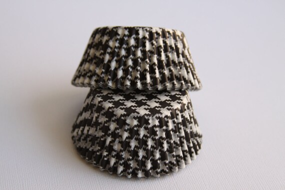 50 Black and White Houndstooth Baking Cups Il_570xn