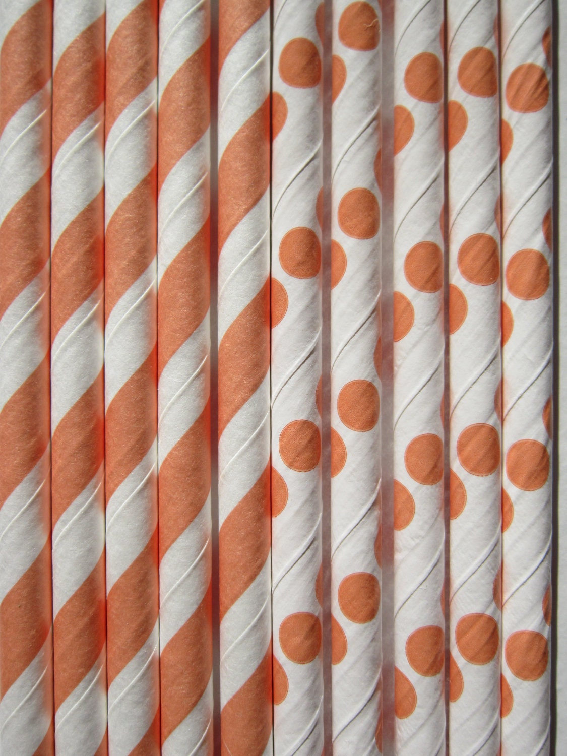 50 Retro Vintage Striped & Polka Dot Light Orange Paper Straws Il_570xn