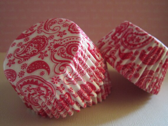 50 Hot Pink Paisley Standard Cupcake Baking Liners Il_570xn