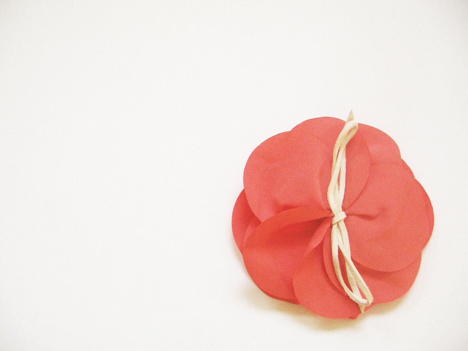 Fabric hair clip flower- coral peach lightsalmon color - big flower boho style