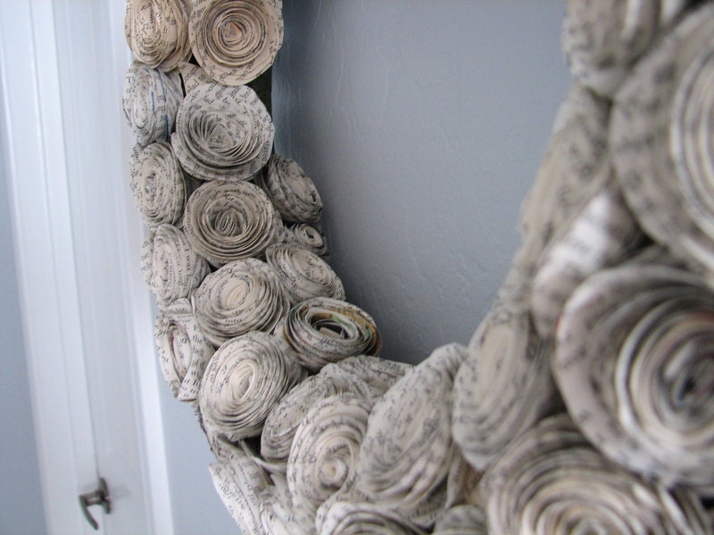 Wreath made of book pages