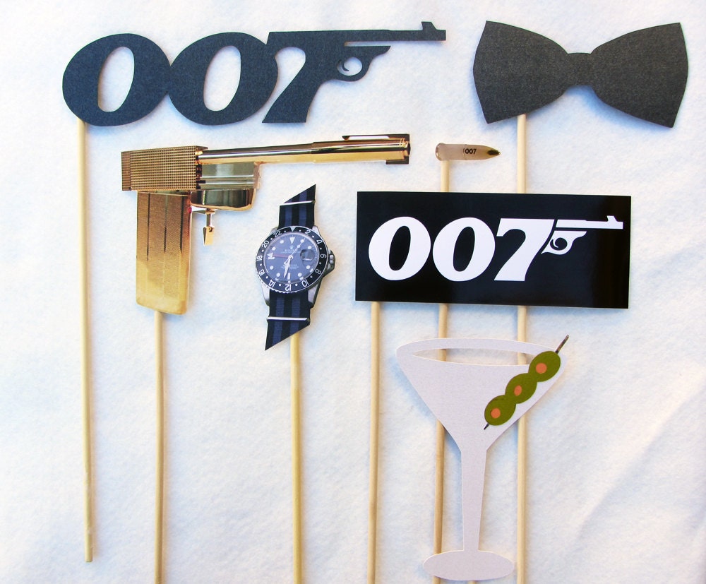 James Bond Photo Booth Prop Collection. Photo Props for parties and weddings.