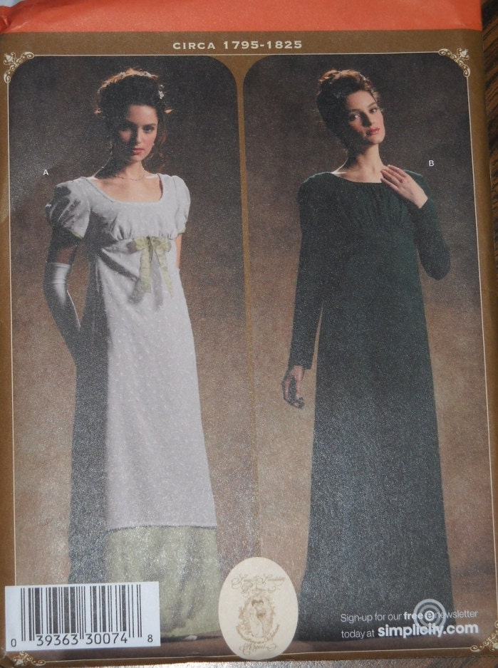 Regency Gown Jane Austen Pattern Simplicity 4055 - sizes 14-20 - New and Uncut