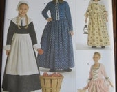 Girls Pilgrim and Colonial Costume Pattern, Simplicity 3725, Sizes 3-6