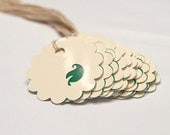 BOGO SALE Gift tag Ivory and Green Leave price tags. Set of 15.