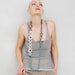 Spring fiber necklace dusk blue, white, olive / Statement cotton necklace / Textile jewelry / Italian fashion unique / Gift for her
