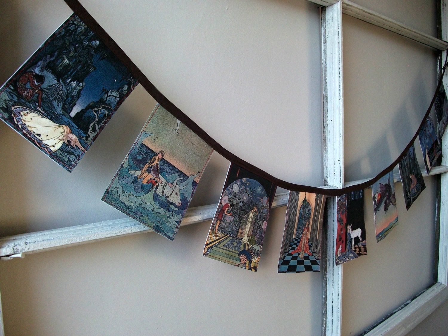 Vintage Fairy Tale Book Illustration Flag Banner / Fabric Garland / Bunting