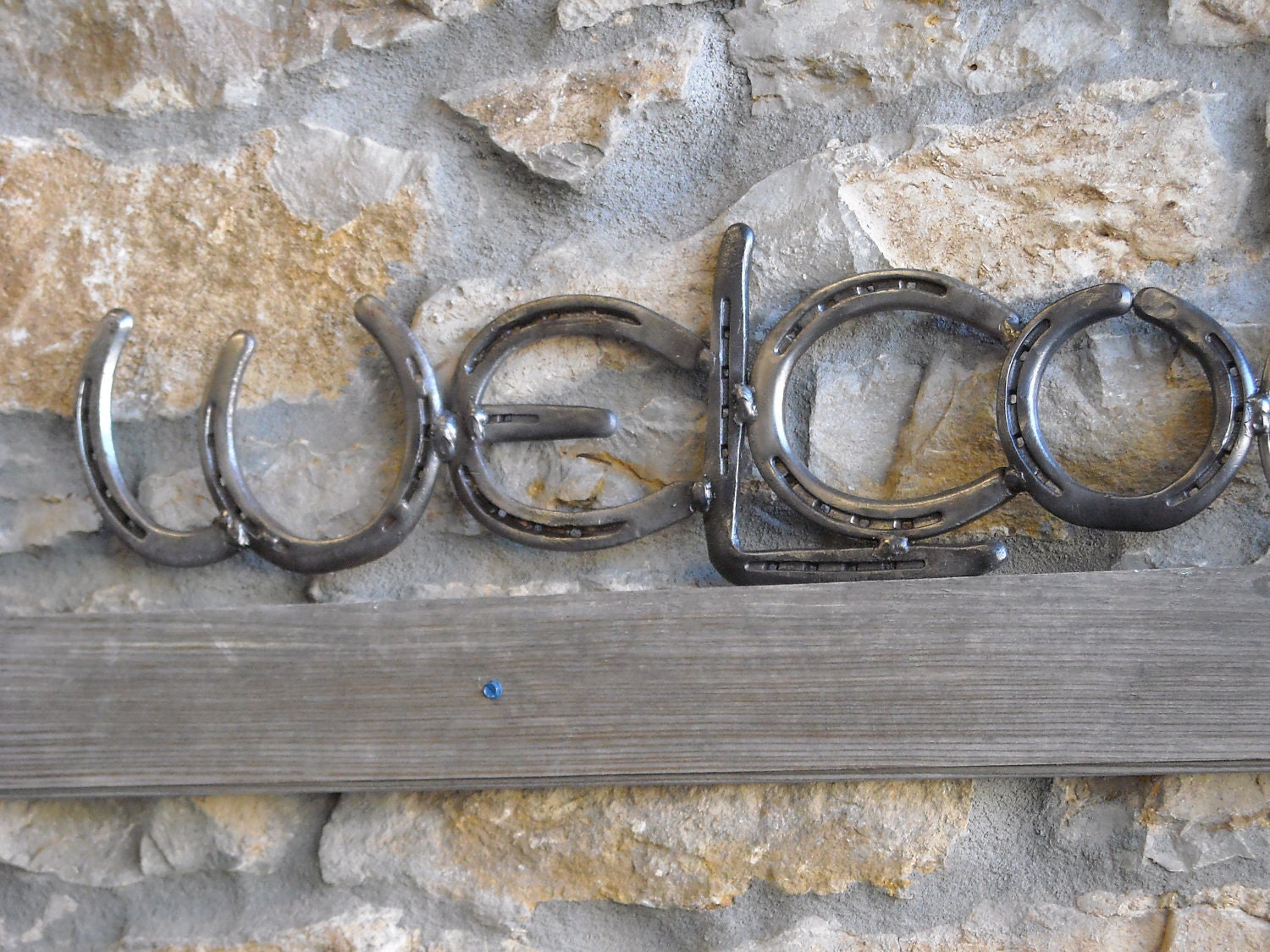 Horse Shoe Welcome sign, Upcycled Shoes