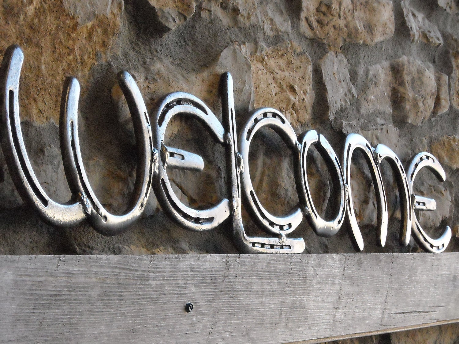 Horse Shoe Welcome sign, Upcycled Shoes