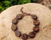 Yellow, Orange and Copper Polymer Clay Bracelet