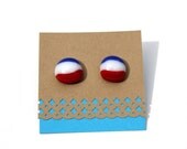 Red, White, and Blue Earrings for 4th of July - Recycled Glass, Patriotic
