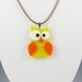 Glass Owl Pendant with Yellow and Orange Fused Glass (137)