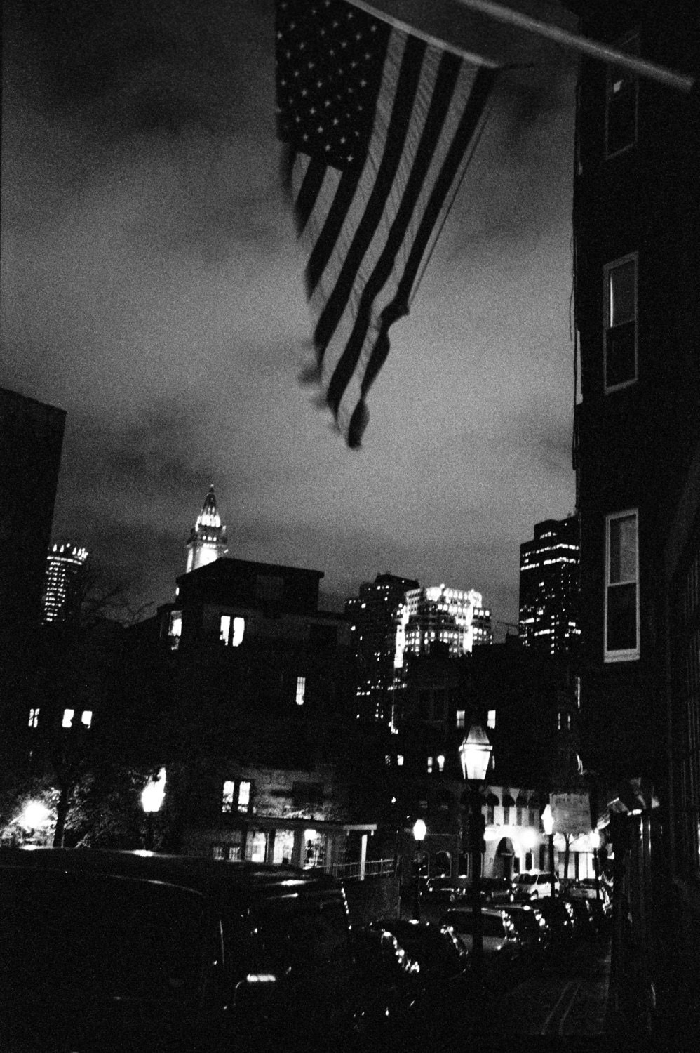 Boston, American Flag, United States, In Evening Photograph